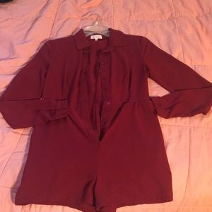 Long sleeve burgundy romper